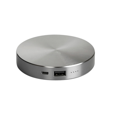 Универсальный аккумулятор"UFO" (6000mAh) в подарочной коробке,темно-серый,8,6х1,5 см,металл