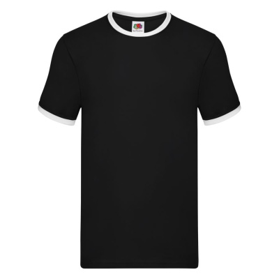 Футболка"Ringer T", черный с белым_S, 100% хлопок, 165 г/м2
