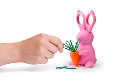 Ножницы и магнит со скрепками Bunny, розовые